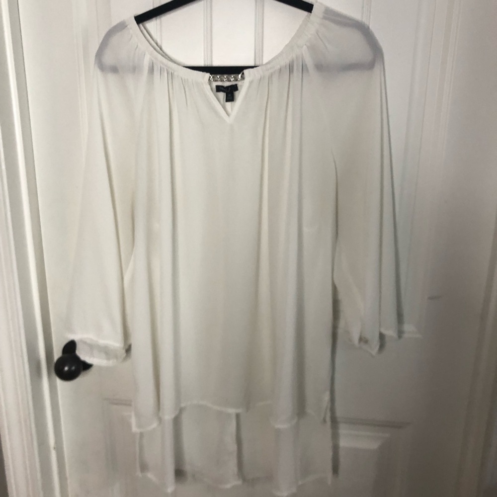 Sami & Jo Plus White Flowy High Low Tunic 2X